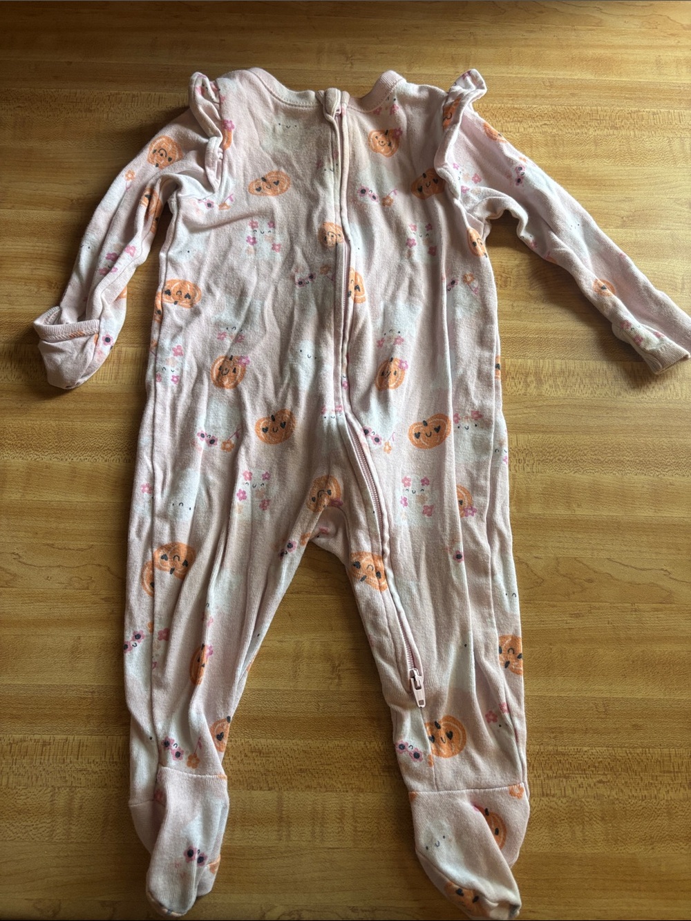 Old Navy Pink Pumpkin Print Footed One-Piece